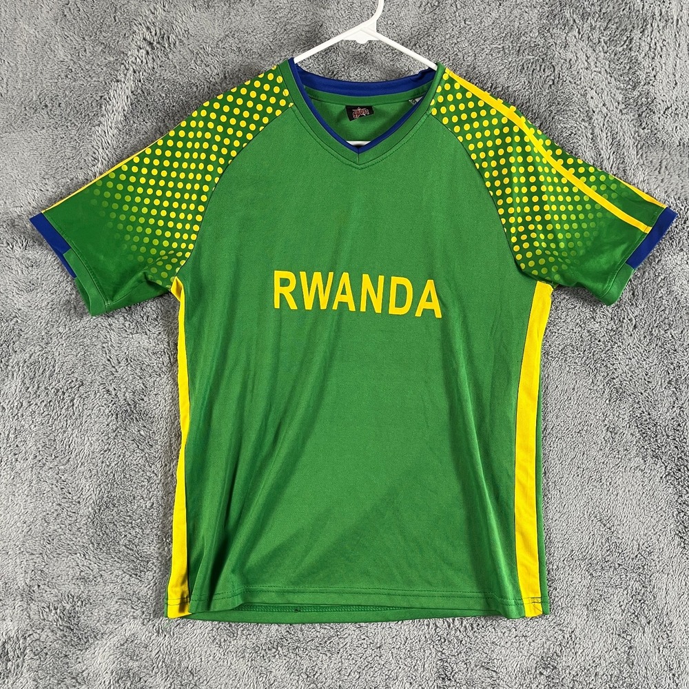 Rwanda National Team Soccer Jersey Mens XL Green Short Sleeve V-Neck Pullover